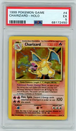 1999 POKEMON BASE SET UNLIMITED #4 CHARIZARD-HOLO PSA 5 - Image 1