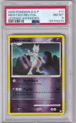 2008 Pokemon D & P Mewtwo-Rev. Foil Legends Awakened 11/146 PSA NM-MT 8 - Image 1