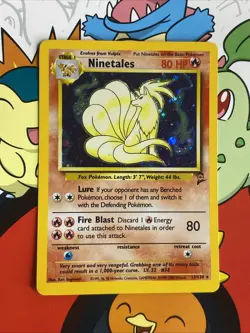 2000 Pokemon Base Set 2 Ninetales Holo Rare #13/130 LP - Image 1