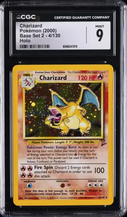 2000 POKEMON BASE SET 2 #4 CHARIZARD CGC 9 - Image 1
