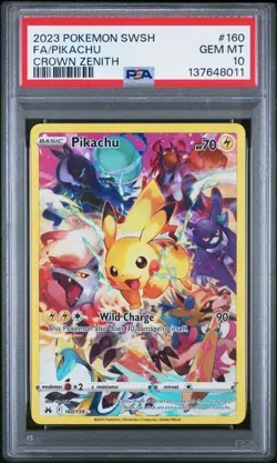 PSA 10 Pikachu 160/159 Pokemon Crown Zenith Sword Shield Secret Rare - Image 1
