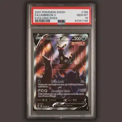 2021 PSA GEM MINT 10 POKEMON SWSH EVOLVING SKIES FULL ALT ART UMBREON V #189 - Image 1