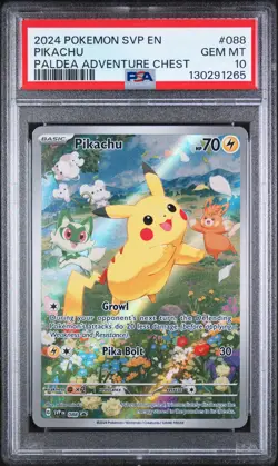 2024 POKEMON SVP EN-SV BLACK STAR PROMO PALDEA ADVENTURE CHEST PIKACHU PSA 10 - Image 1