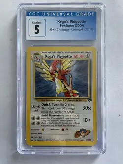 Koga's Pidgeotto 27/132 Gym Challenge Unlimited CGC 5 Rare Pokemon TCG 2000 - Image 1