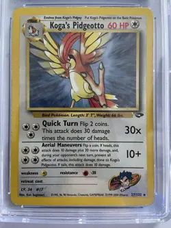 Koga's Pidgeotto 27/132 Gym Challenge Unlimited CGC 5 Rare Pokemon TCG 2000 - Image 4