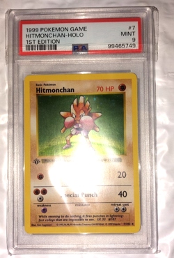 PSA 9 MINT 1st Edition Hitmonchan Base Set 7/102 Shadowless Holo Pokemon Card - Image 3