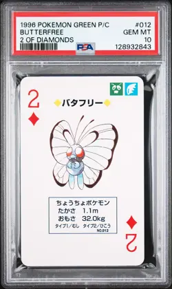 1996 POKEMON GREEN VERSION PLAYING CARDS 2 OF DIAMONDS #012 BUTTERFREE PSA 10 - Image 1