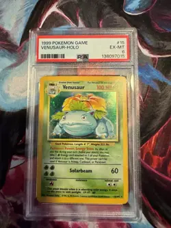 Pokemon TCG Venusaur Base Set Holo Unlimited Rare Card 15/102 PSA 6 - Image 1