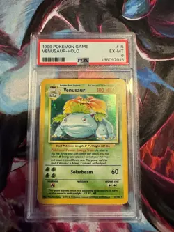 Pokemon TCG Venusaur Base Set Holo Unlimited Rare Card 15/102 PSA 6 - Image 2