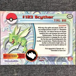 Scyther #123 Topps Chrome 2000 - Series 2 - Vintage Pokemon Card - Image 2