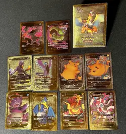 Gold Foil Pokemon Cards - Custom - Nice Quality- 10 Card Lot With Sleeve - Look! - Image 1