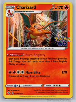 Pokemon TCG Charizard Pokemon GO 010/078 Holo Rare NM - Image 1