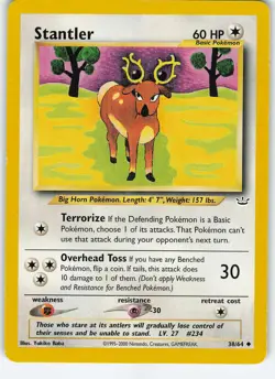 Stantler 38/64 Uncommon Unlimited Neo Revelation LP Pokemon - Image 1