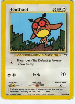 Hoothoot 060/111 Neo Genesis Common Unlimited MP Pokemon - Image 1
