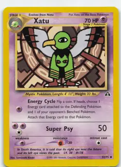 Xatu 52/75 Neo Discovery Uncommon Unlimited MP Pokemon TCG - Image 1