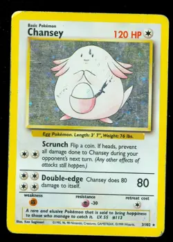 Pokemon CHANSEY 3/102 Base Set - RARE HOLO - VERY HEAVY PLAY - Image 1