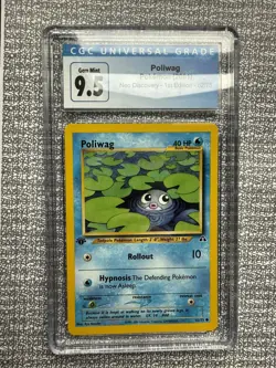 2001 Pokemon Neo Discovery Poliwag 1st Edition 62/75 CGC 9.5 - Image 1