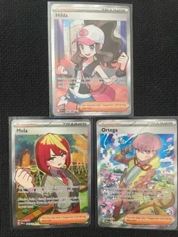 Pokemon Full Art Trainer Lot (Mela, Hilda, Ortega) Secret Rare NM/M - Image 1