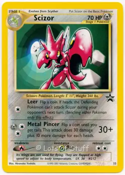 Pokemon Scizor Wizards Black Star Promo 33 2001 Pokemon League Near Mint - Image 1
