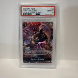 2023 ONE PIECE OP04 090 MONKEY D LUFFY KINGDOMS OF INTRIGUE ALT ART PSA 10 - Image 1