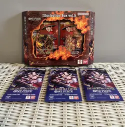 BANDAI ONE PIECE TCG LOT of 4 Items - 1X Illustration BOX VOL 5 and 3X Boosters - Image 1