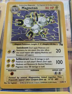 Vintage 1999 RARE Pokemon HOLO TCG Magneton 11/62 Fossil Card WOTC - Image 1