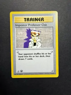 Pokemon Cards: Base Set 1st Edition Rare: Imposter Professor Oak 73/102 - Image 1