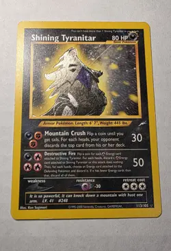 Pokemon TCG Shining Tyranitar Neo Destiny Holo Card 113/105 - Image 2