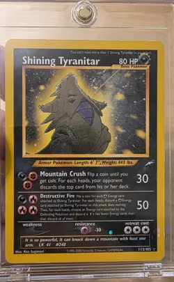 Pokemon TCG Shining Tyranitar Neo Destiny Holo Card 113/105 - Image 4
