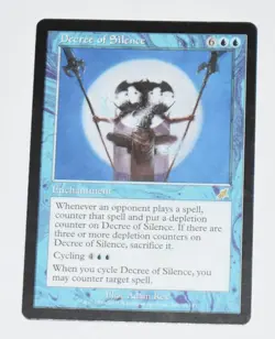 DECREE OF SILENCE Blue Rare SCOURGE Enchantment MAGIC GATHERING CARD - Image 1