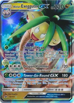 Alolan Exeggutor GX - 74/111 - Ultra Rare LP, English Pokemon Sun & Moon Crimson - Image 1