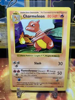 Pokemon TCG Charmeleon Base Set Shadowless Uncommon 24/102 LP WOTC Vintage 1999 - Image 1