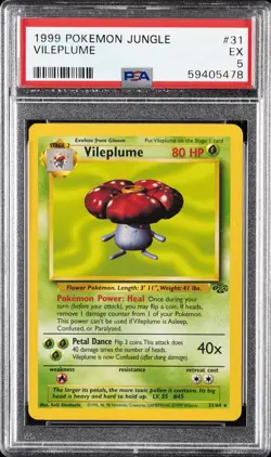 1999 POKEMON JUNGLE #31 VILEPLUME PSA 5 - Image 1