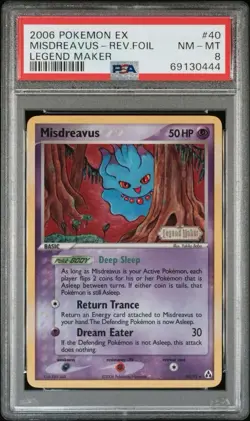2006 Pokemon EX Legend Maker 40 Misdreavus Reverse PSA 8 NM-MT - Image 1