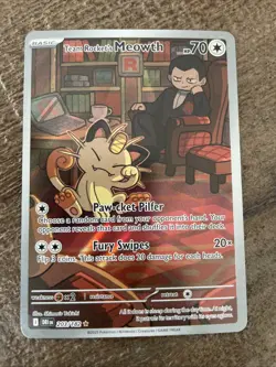 Pokemon Team Rocket's Meowth 203/182 Sv10: Destined Rivals NM Free Shipping - Image 1