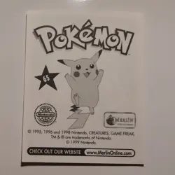 Pokemon - Alakazam - Topps Merlin Sticker - Series 1 - #65/240 - 1999 - Image 2