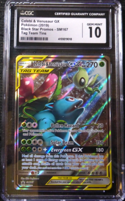 2019 POKEMON CELEBI VENUSAUR GX SM167 CGC 10 BLACK STAR TAG TEAM (EQUAL PSA 10) - Image 1