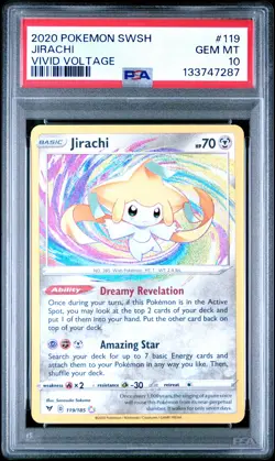 2020 POKEMON SWORD & SHIELD VIVID VOLTAGE #119 JIRACHI PSA 10 - Image 1