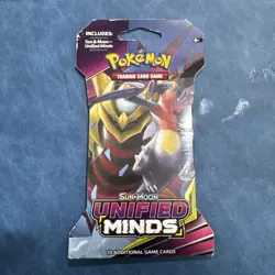Unified Minds Sleeved Booster Pack Pokemon Sun and Moon - SEALED NEW - Image 1