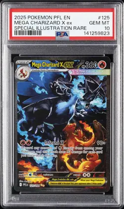 2025 POKEMON PFL EN-PHANTASMAL FLAMES #125 MEGA CHARIZARD X EX PSA 10 - Image 1