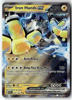 Iron Hands ex ⭐ 070/182 Holo Double Rare Paradox Rift 2023 Pokemon NM - Image 1