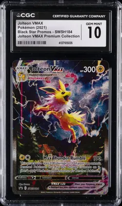 2021 POKEMON SWSH BLACK STAR PROMO #184 FULL ART/JOLTEON VMAX CGC 10 GEM MINT - Image 1