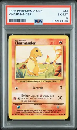 1999 POKEMON GAME #46 CHARMANDER PSA 6 - Image 1