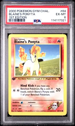 2000 POKEMON GYM CHALLENGE 1ST ED #64 BLAINE'S PONYTA PSA 6 - Image 1