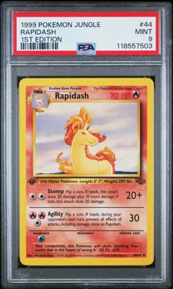 1999 POKEMON JUNGLE 1ST ED #44 RAPIDASH PSA 9 - Image 1