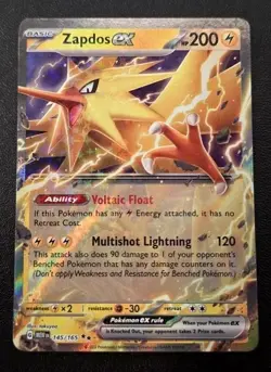 POKEMON 151 ZAPDOS EX 145/165 ULTRA RARE NM CONDITION - Image 1