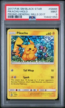 2017 POKEMON SM BLACK STAR PROMO GENERAL MILLS 2017 #SM86 PIKACHU-HOLO PSA 9 - Image 1