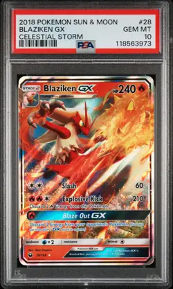 2018 Pokemon Sun & Moon Celestial Storm Blaziken GX Celestial Storm PSA 10 #28 - Image 1