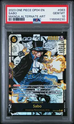 2023 One Piece OP04-KINGDOMS of Intrigue #083 Sabo Manga Alternate Art PSA 10 - Image 1