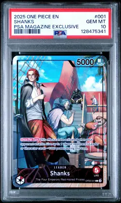 2025 ONE PIECE PROMOS PSA MAGAZINE EXCLUSIVE #001 SHANKS PSA 10 - Image 1
